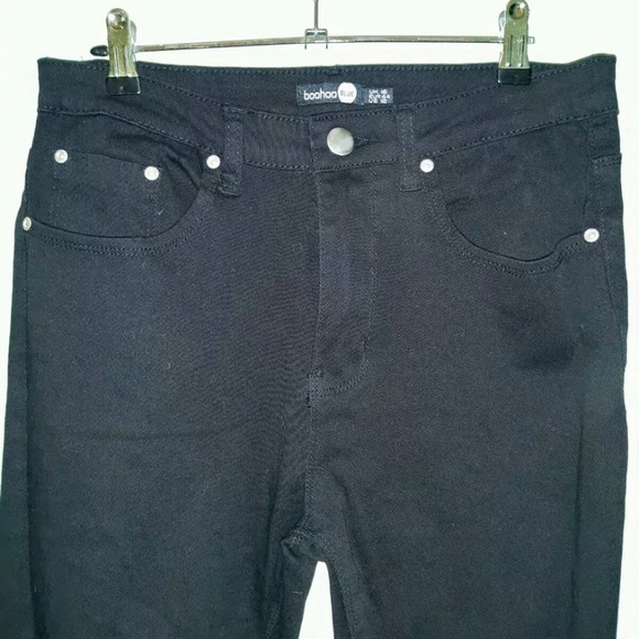 Boohoo Black Ripped Skinny Jeans Size 16 - Picture 3 of 3